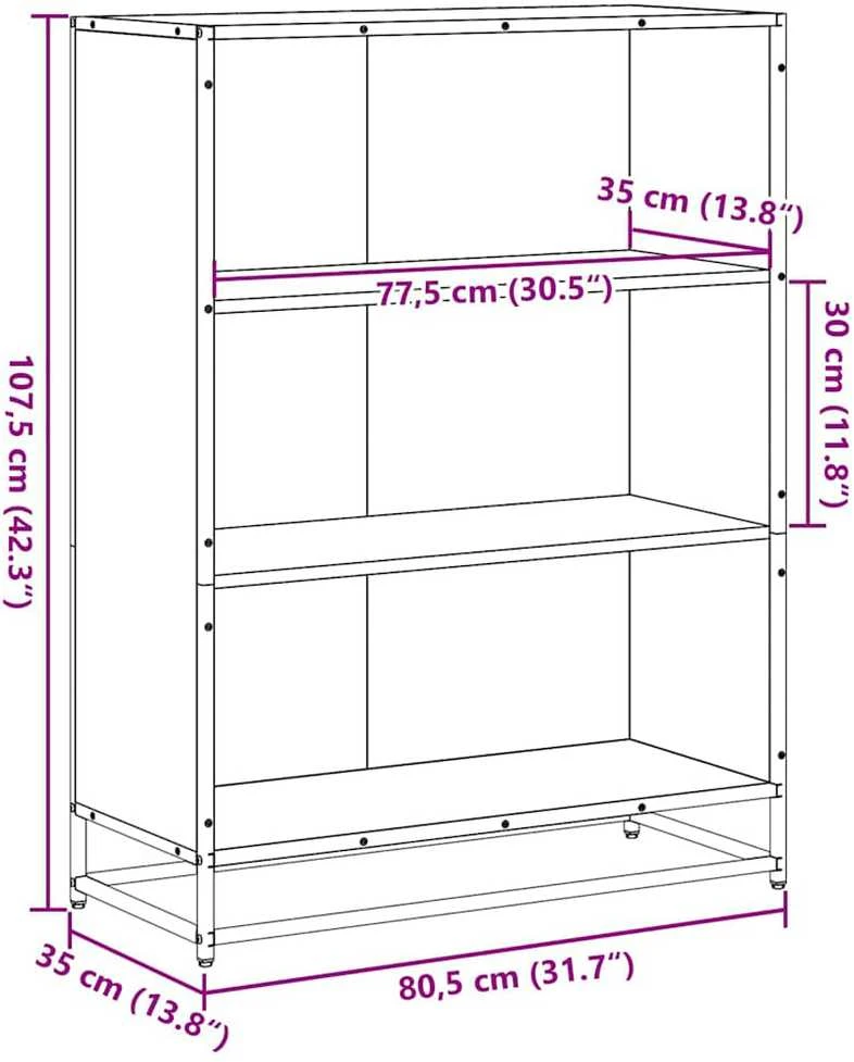 knygų spintelė rudas ąžuolas 80,5x35x107,5cm inžinerinė mediena