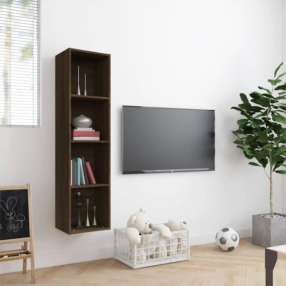 TV staliukas Knygų/televizoriaus spintelė, ruda, 143x30x36cm, mediena