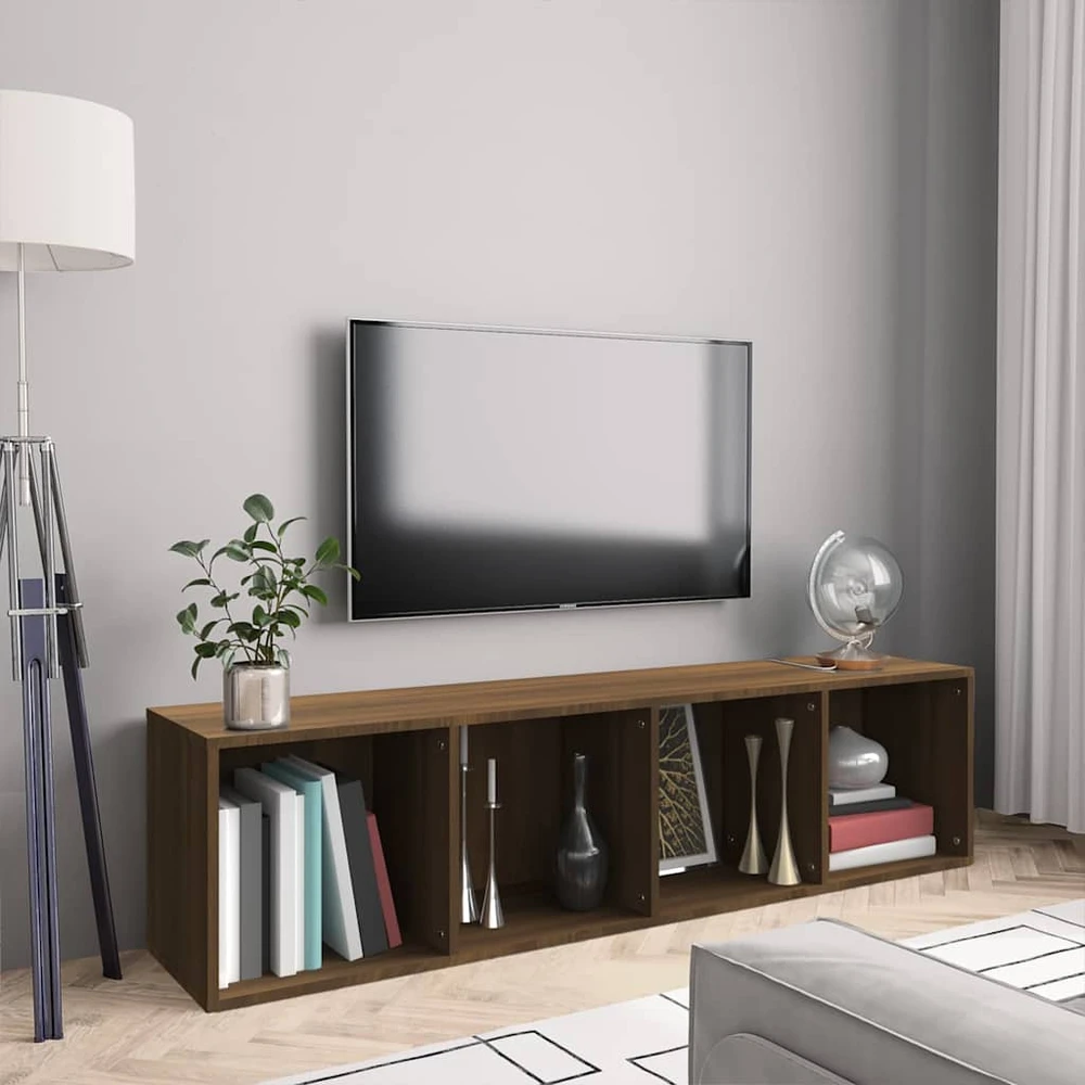 TV staliukas Knygų/televizoriaus spintelė, ruda, 143x30x36cm, mediena