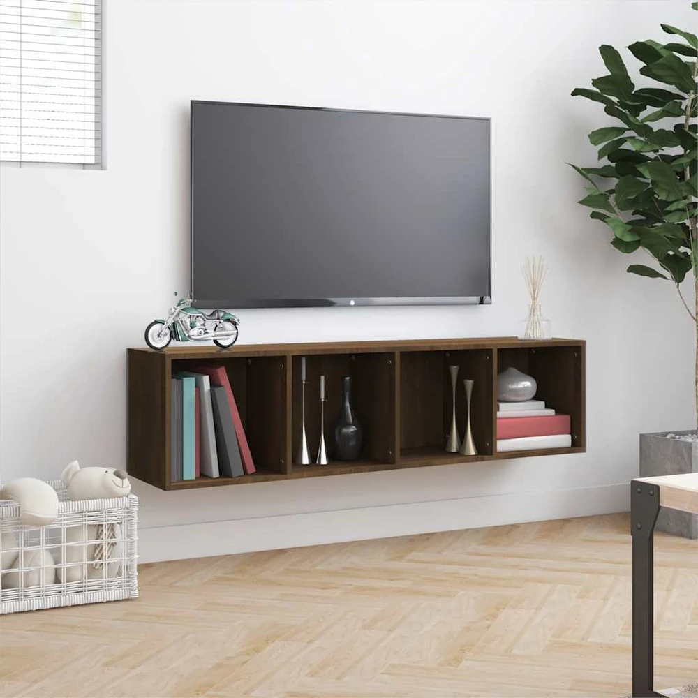 TV staliukas Knygų/televizoriaus spintelė, ruda, 143x30x36cm, mediena