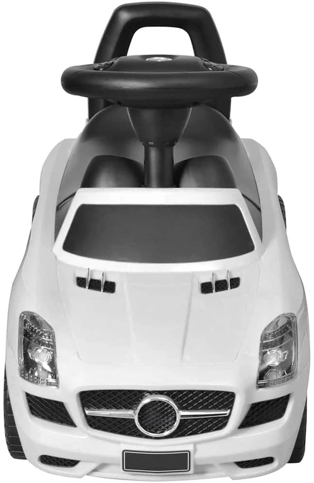 Kojomis varomas vaikiškas automobilis, baltos spalvos