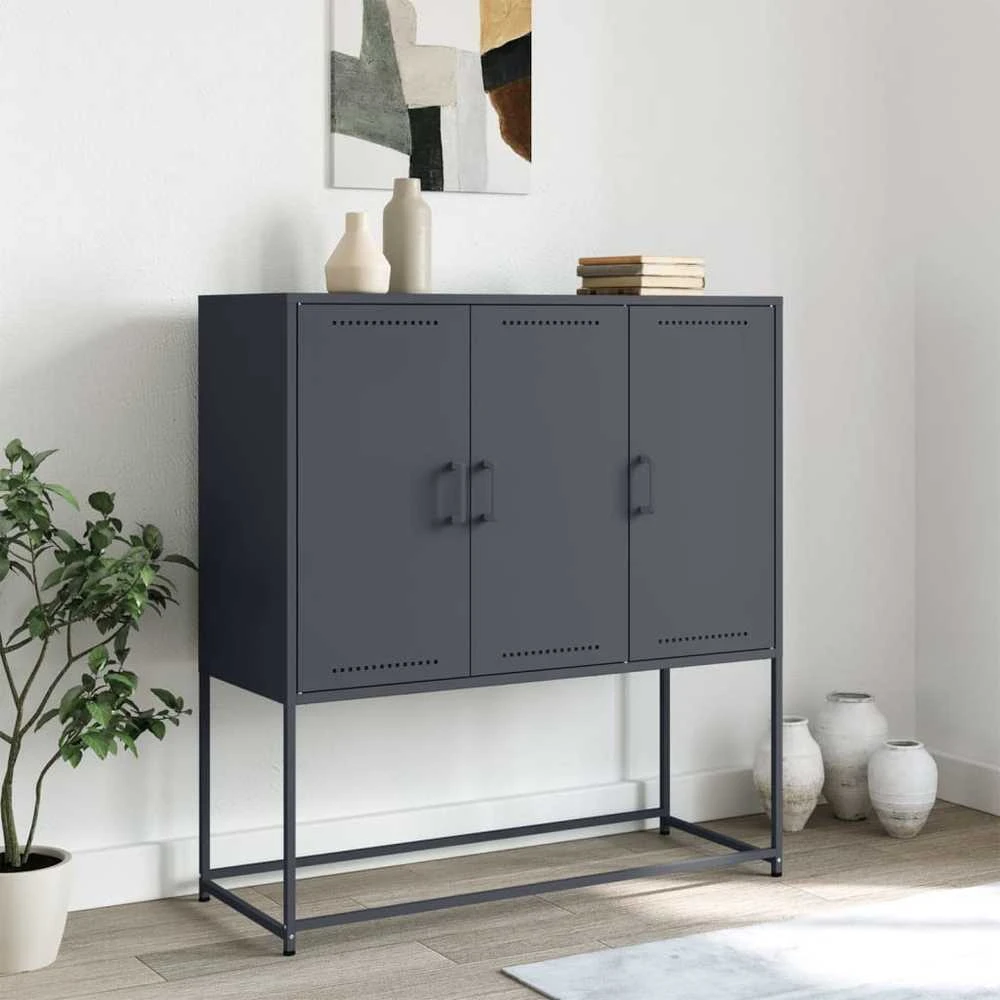 Komoda, antracito spalvos, 100,5x39x107cm, plienas
