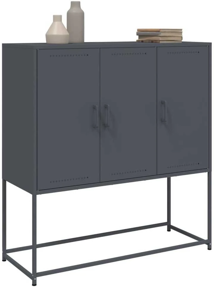 Komoda, antracito spalvos, 100,5x39x107cm, plienas