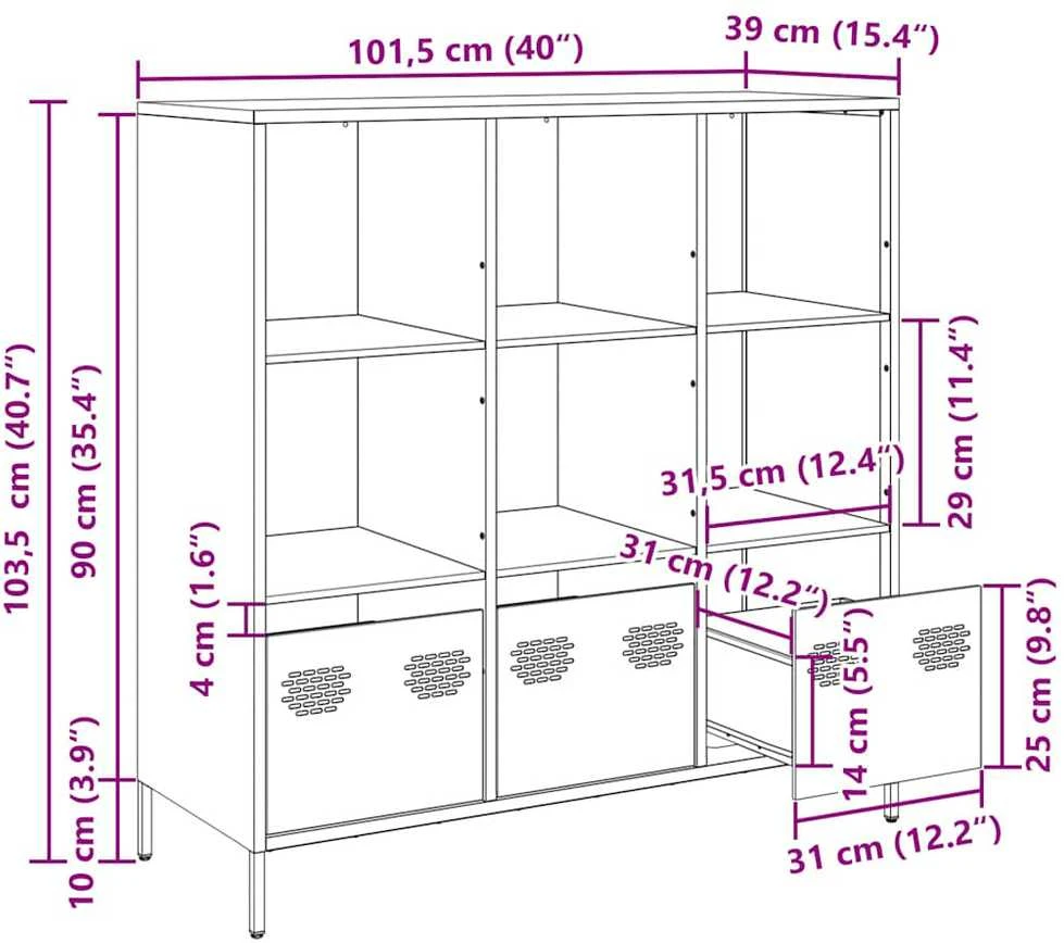 Komoda, baltos spalvos, 101,5x39x103,5cm, plienas