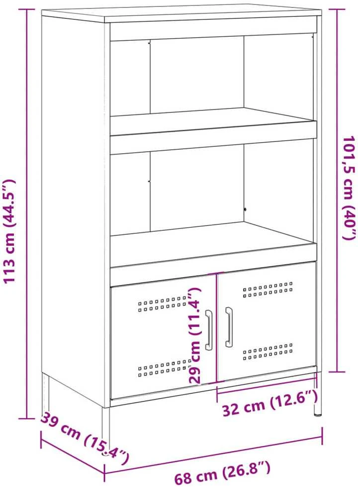 Komoda, baltos spalvos, 68x39x113cm, plienas