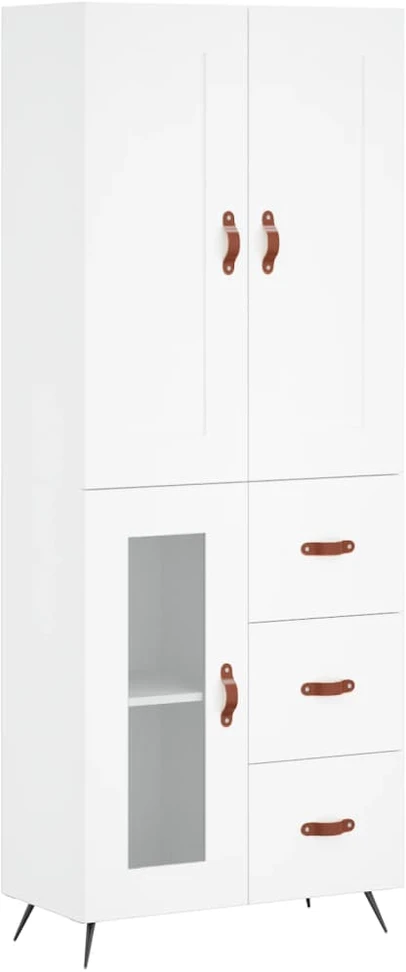 Komoda, baltos spalvos, 69,5x34x180cm, apdirbta mediena