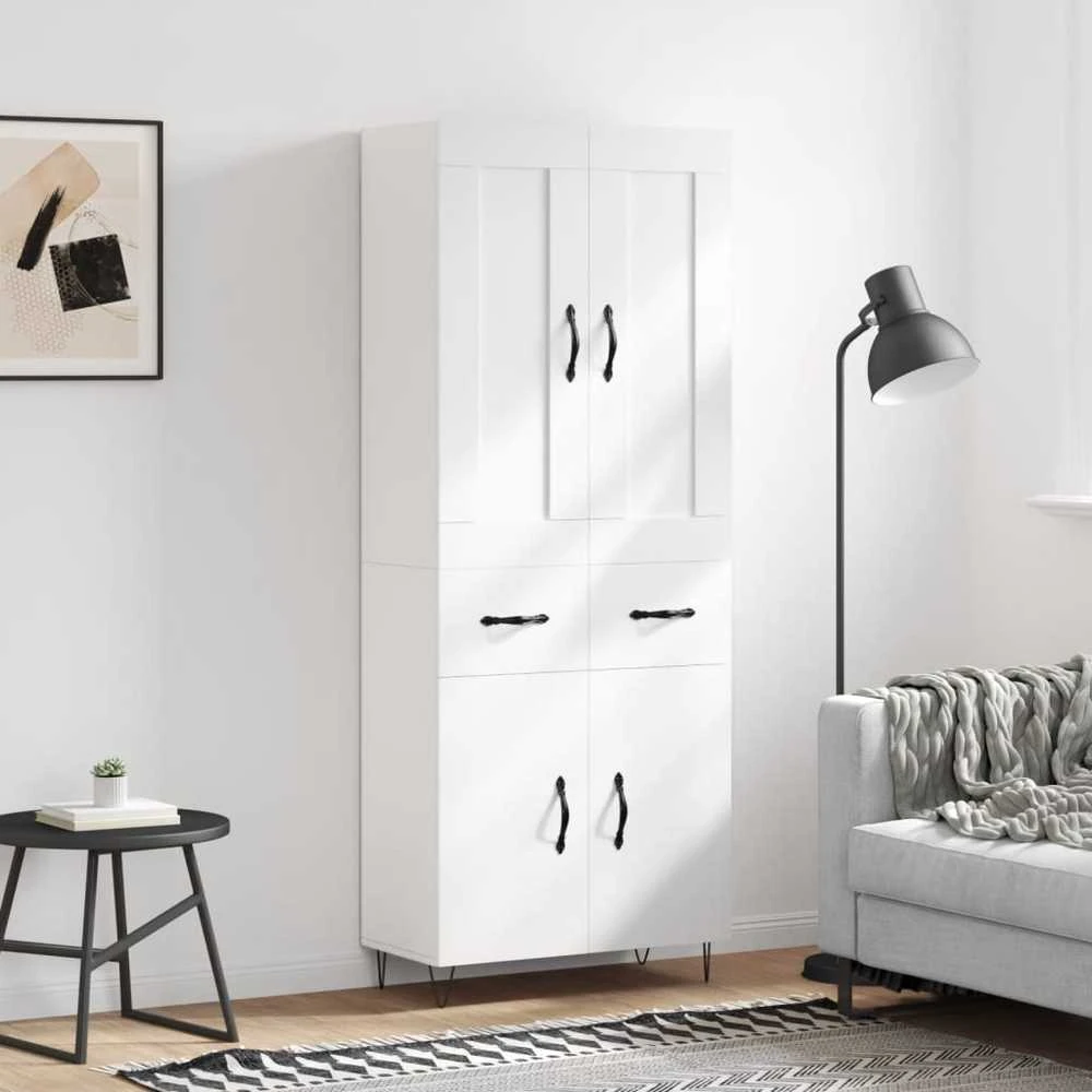 Komoda, baltos spalvos, 69,5x34x180cm, apdirbta mediena