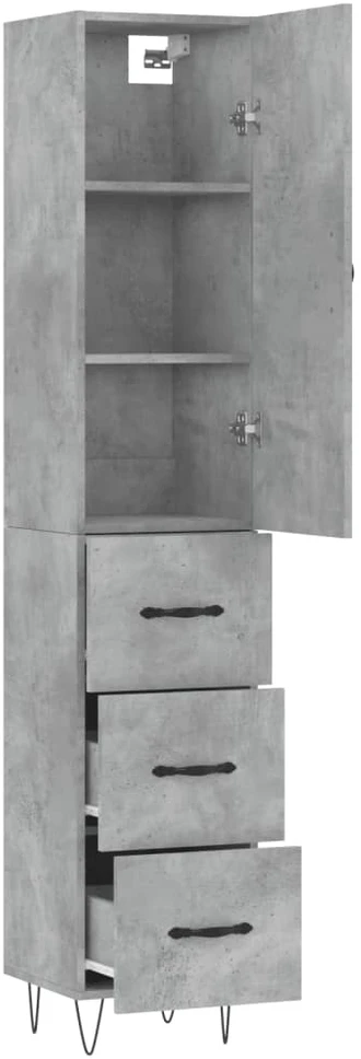 Komoda, betono pilkos spalvos, 34,5x34x180cm, apdirbta mediena