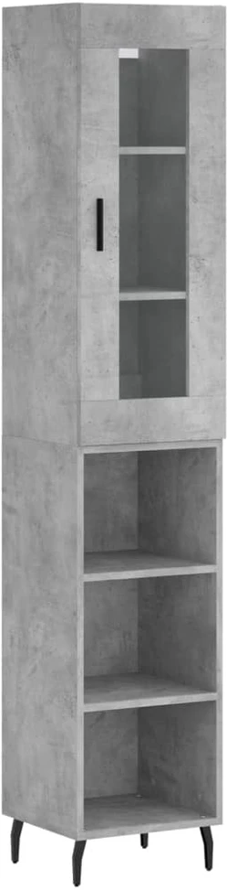 Komoda, betono pilkos spalvos, 34,5x34x180cm, apdirbta mediena