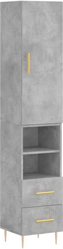 Komoda, betono pilkos spalvos, 34,5x34x180cm, apdirbta mediena
