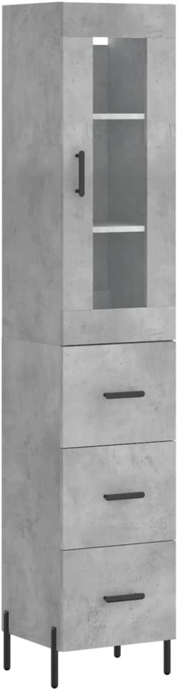 Komoda, betono pilkos spalvos, 34,5x34x180cm, apdirbta mediena