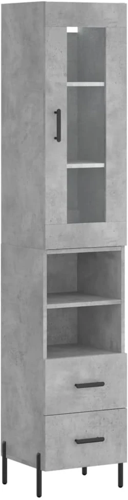 Komoda, betono pilkos spalvos, 34,5x34x180cm, apdirbta mediena