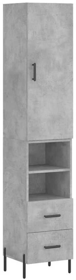 Komoda, betono pilkos spalvos, 34,5x34x180cm, apdirbta mediena