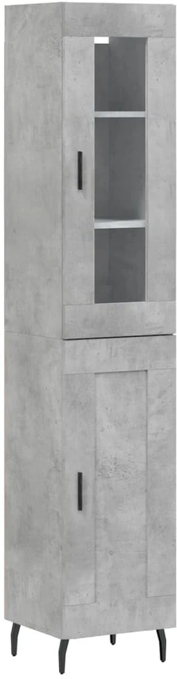 Komoda, betono pilkos spalvos, 34,5x34x180cm, apdirbta mediena