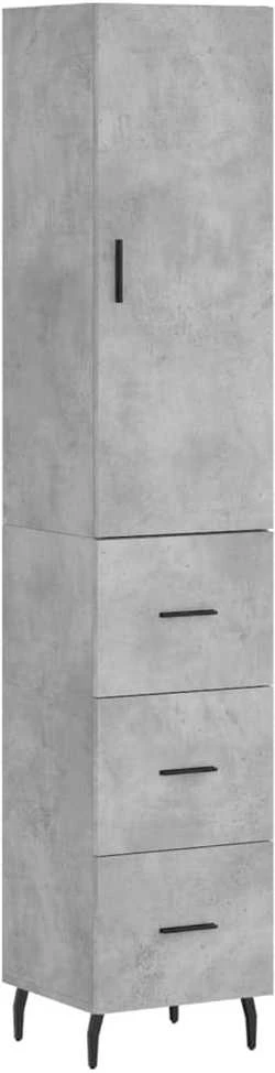 Komoda, betono pilkos spalvos, 34,5x34x180cm, apdirbta mediena