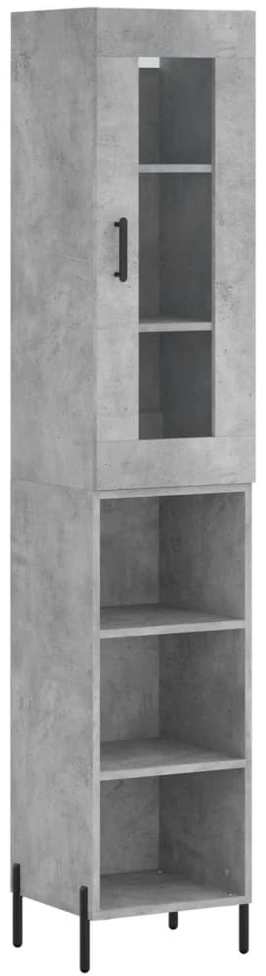 Komoda, betono pilkos spalvos, 34,5x34x180cm, apdirbta mediena