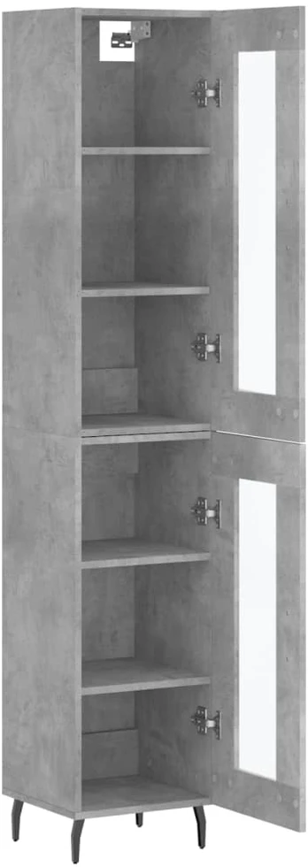 Komoda, betono pilkos spalvos, 34,5x34x180cm, apdirbta mediena