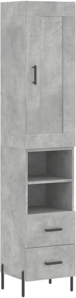 Komoda, betono pilkos spalvos, 34,5x34x180cm, apdirbta mediena