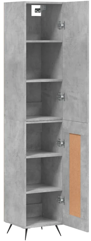 Komoda, betono pilkos spalvos, 34,5x34x180cm, apdirbta mediena