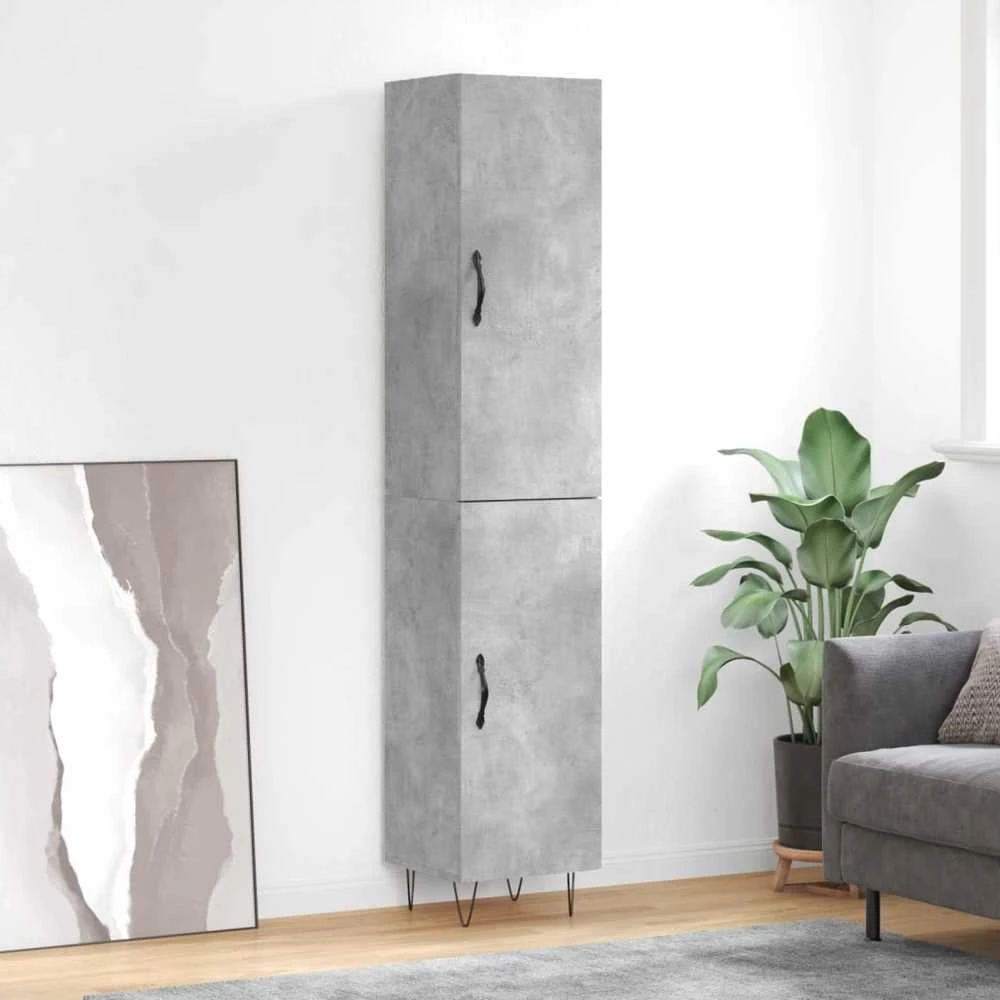 Komoda, betono pilkos spalvos, 34,5x34x180cm, apdirbta mediena