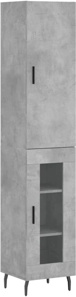 Komoda, betono pilkos spalvos, 34,5x34x180cm, apdirbta mediena