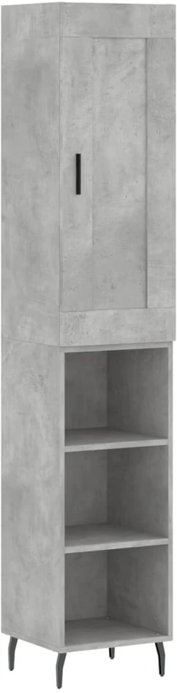 Komoda, betono pilkos spalvos, 34,5x34x180cm, apdirbta mediena