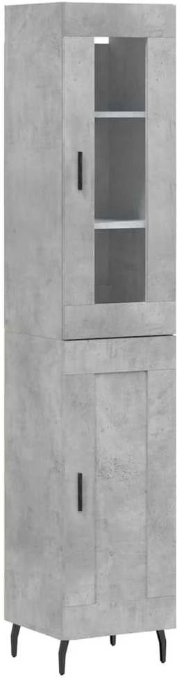 Komoda, betono pilkos spalvos, 34,5x34x180cm, apdirbta mediena
