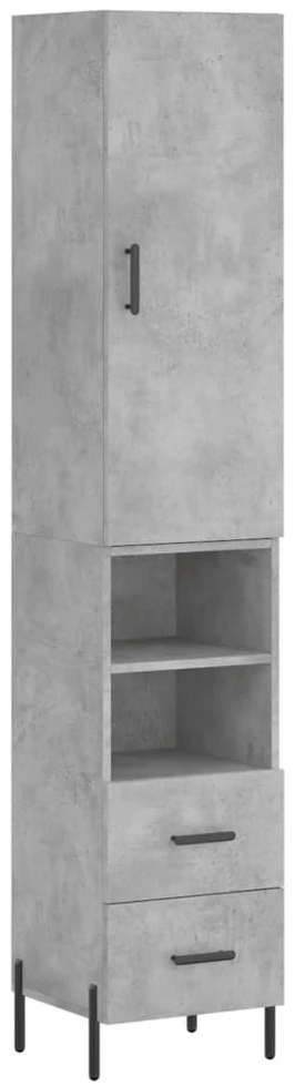Komoda, betono pilkos spalvos, 34,5x34x180cm, apdirbta mediena