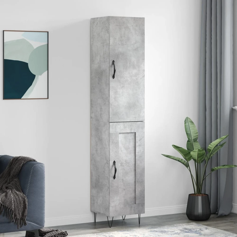 Komoda, betono pilkos spalvos, 34,5x34x180cm, apdirbta mediena