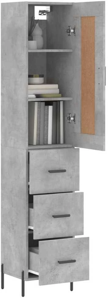 Komoda, betono pilkos spalvos, 34,5x34x180cm, apdirbta mediena