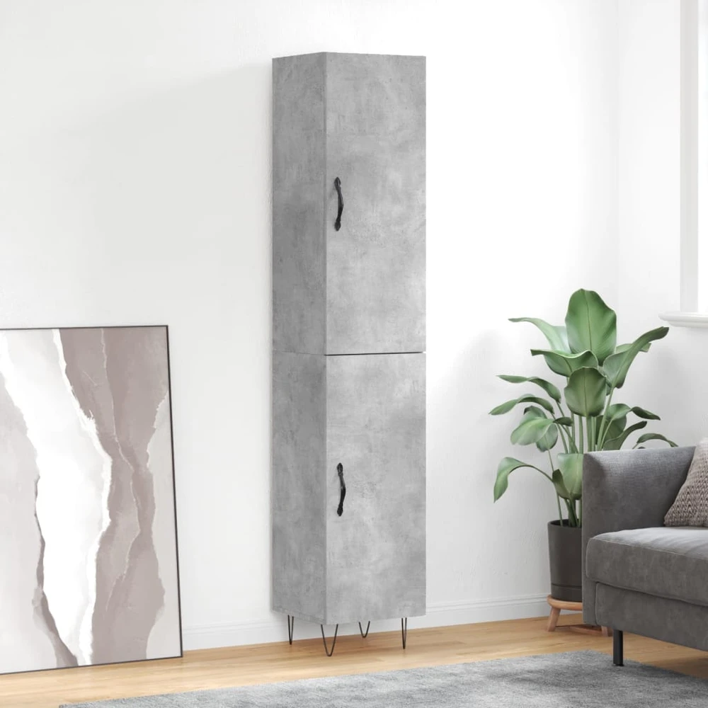 Komoda, betono pilkos spalvos, 34,5x34x180cm, apdirbta mediena