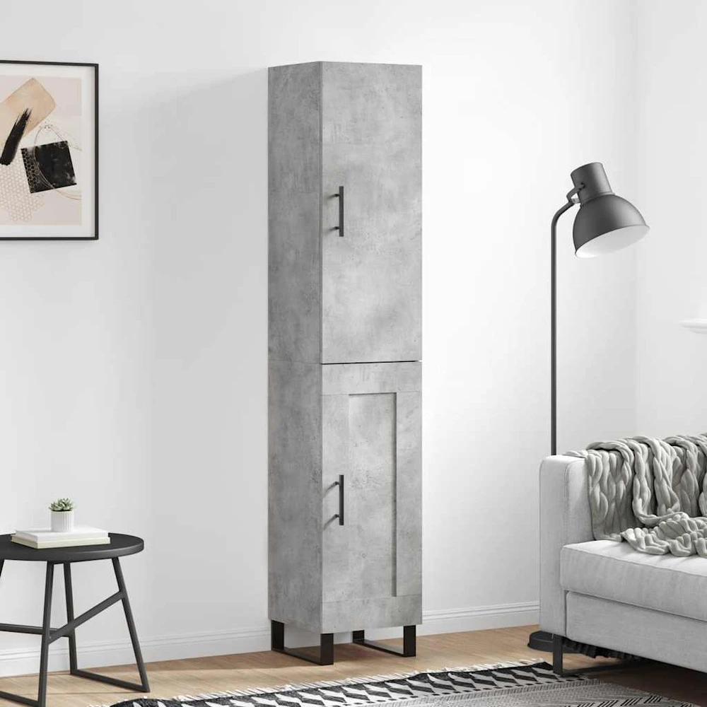 Komoda, betono pilkos spalvos, 34,5x34x180cm, apdirbta mediena