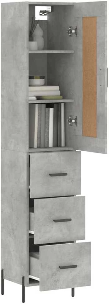 Komoda, betono pilkos spalvos, 34,5x34x180cm, apdirbta mediena