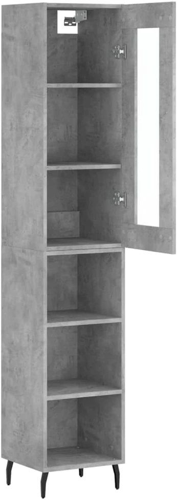 Komoda, betono pilkos spalvos, 34,5x34x180cm, apdirbta mediena