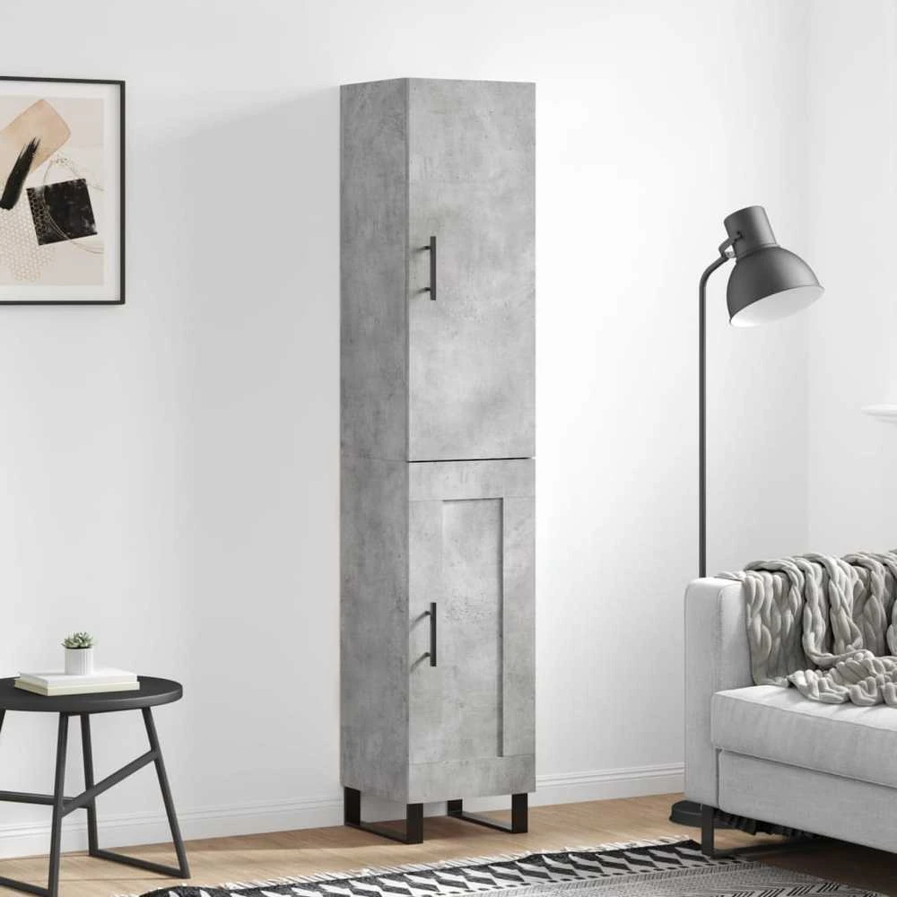 Komoda, betono pilkos spalvos, 34,5x34x180cm, apdirbta mediena