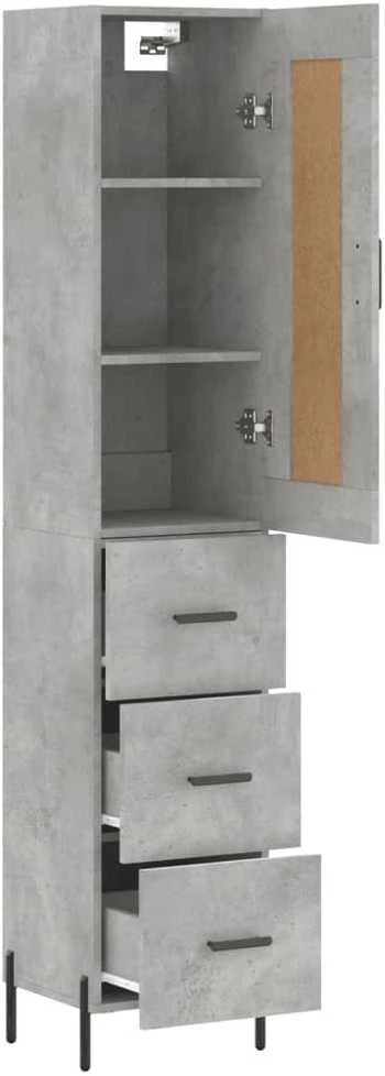 Komoda, betono pilkos spalvos, 34,5x34x180cm, apdirbta mediena