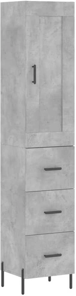 Komoda, betono pilkos spalvos, 34,5x34x180cm, apdirbta mediena