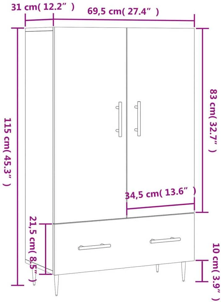 Komoda, betono pilkos spalvos, 69,5x31x115cm, apdirbta mediena