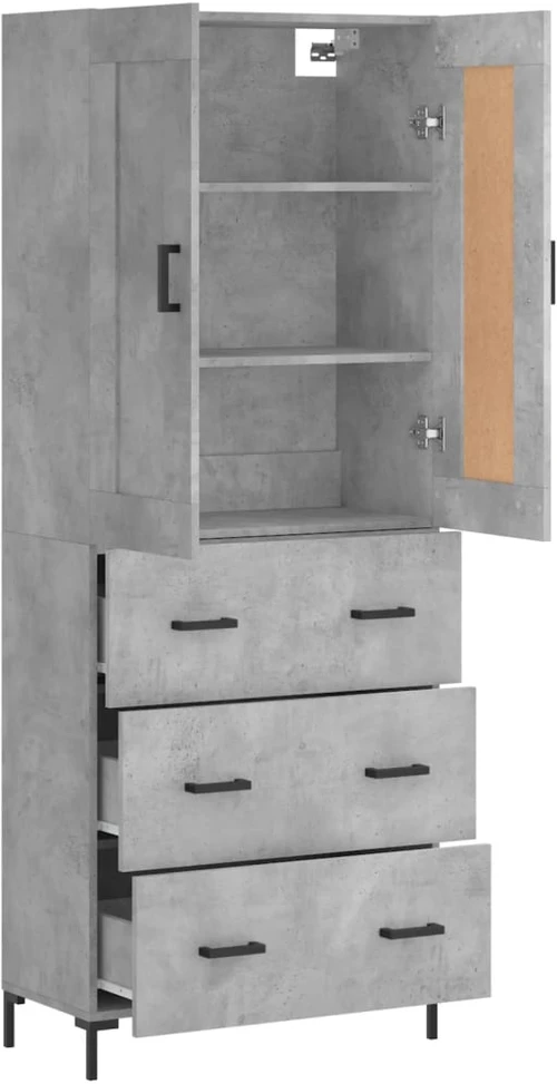 Komoda, betono pilkos spalvos, 69,5x34x180cm, apdirbta mediena