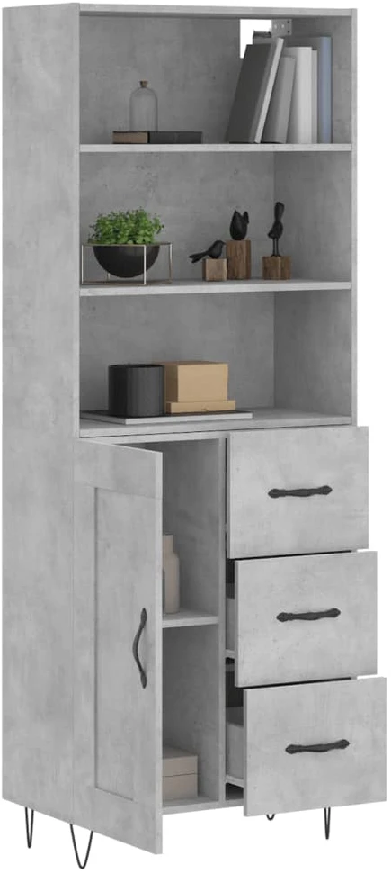 Komoda, betono pilkos spalvos, 69,5x34x180cm, apdirbta mediena