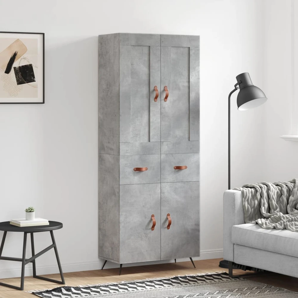 Komoda, betono pilkos spalvos, 69,5x34x180cm, apdirbta mediena