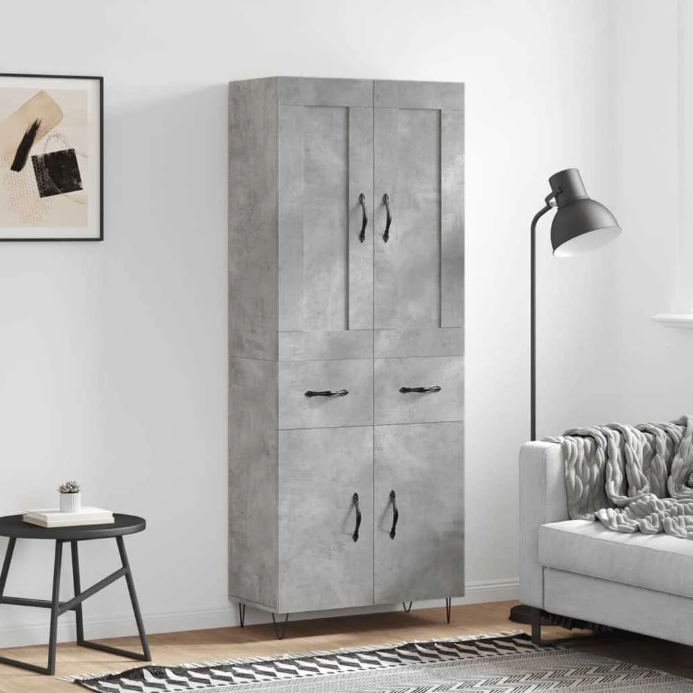 Komoda, betono pilkos spalvos, 69,5x34x180cm, apdirbta mediena