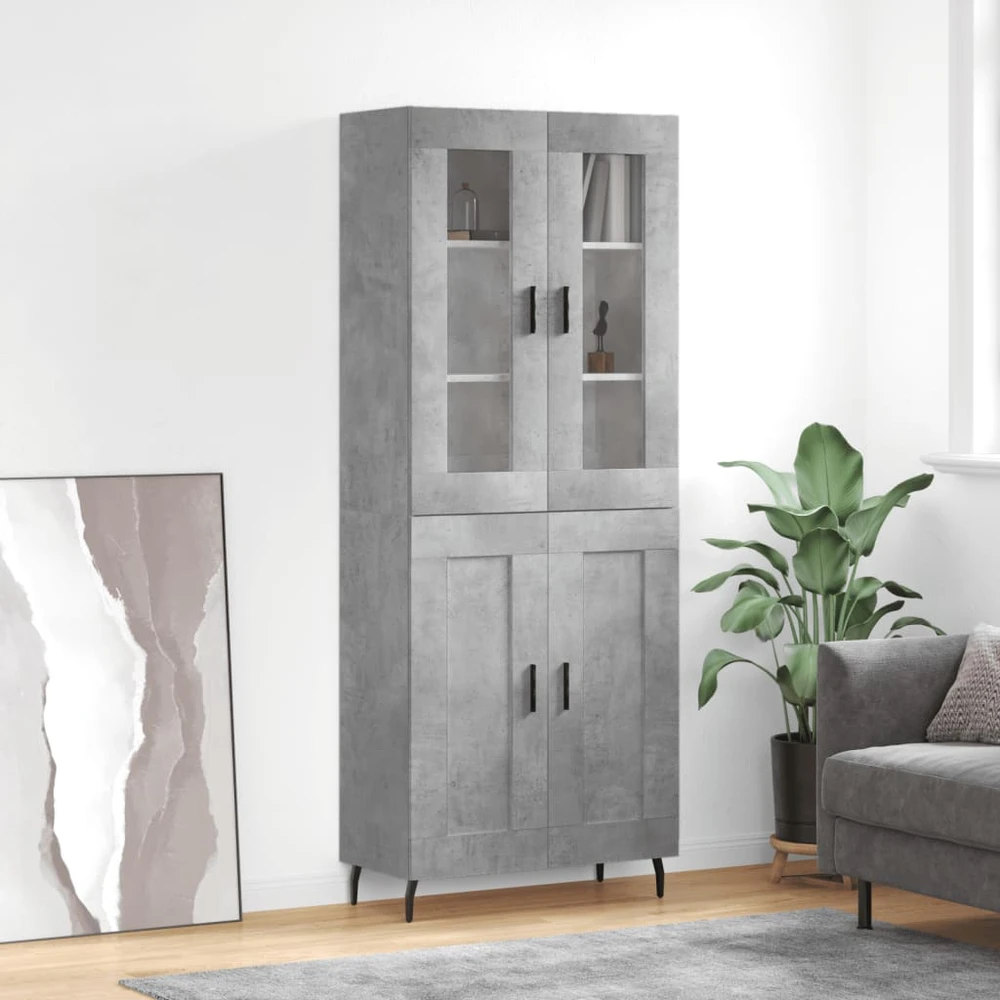 Komoda, betono pilkos spalvos, 69,5x34x180cm, apdirbta mediena