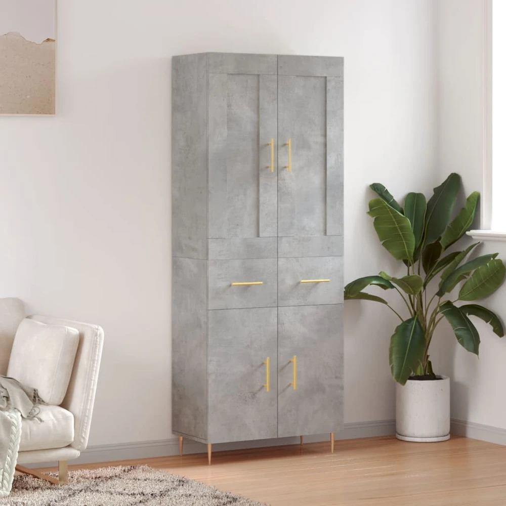Komoda, betono pilkos spalvos, 69,5x34x180cm, apdirbta mediena