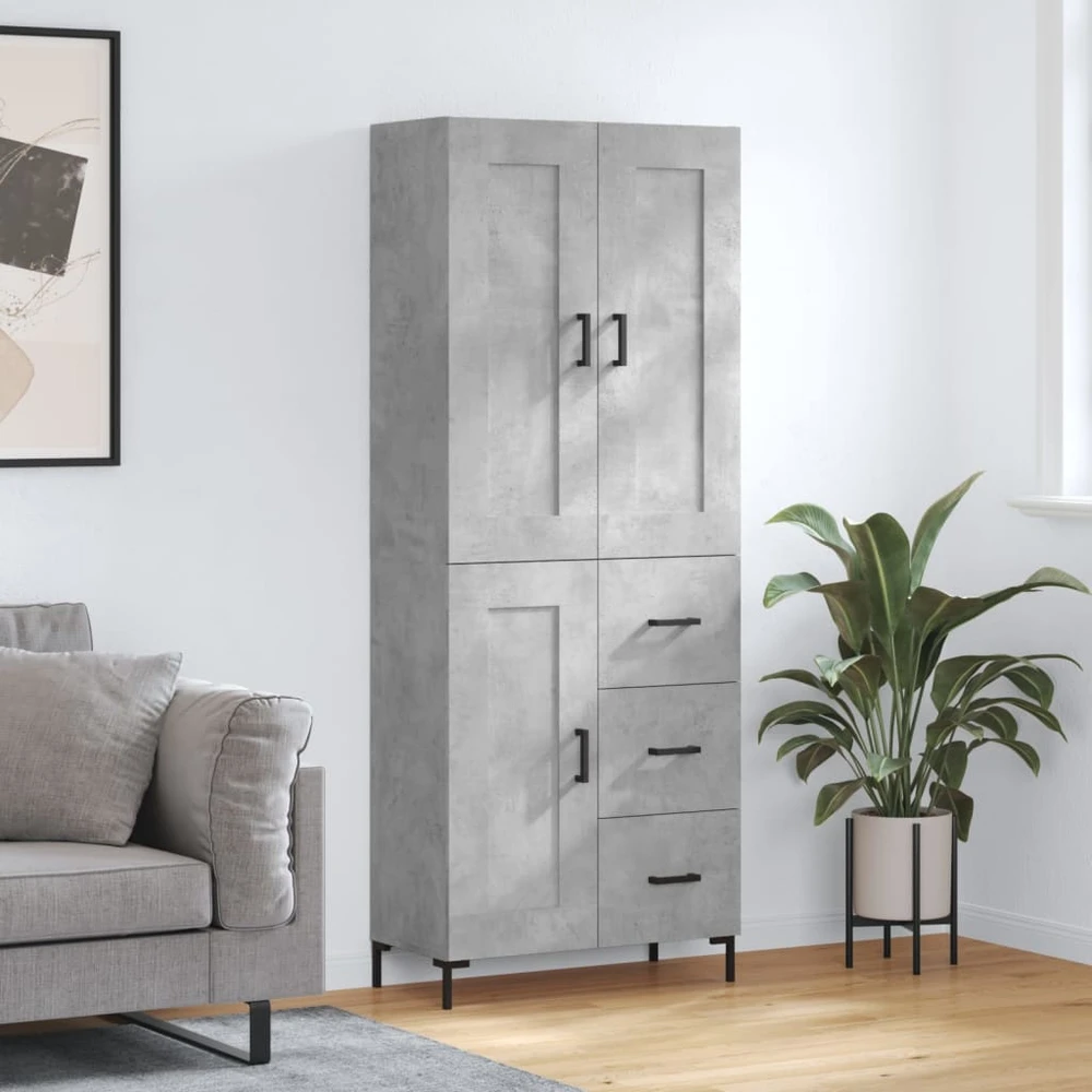Komoda, betono pilkos spalvos, 69,5x34x180cm, apdirbta mediena
