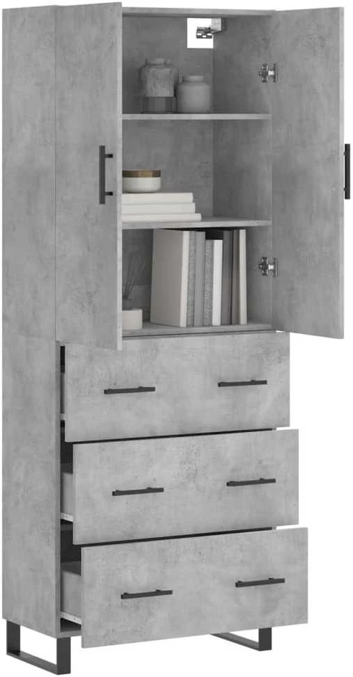Komoda, betono pilkos spalvos, 69,5x34x180cm, apdirbta mediena