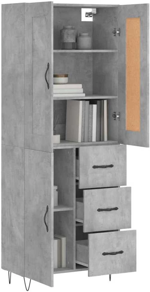 Komoda, betono pilkos spalvos, 69,5x34x180cm, apdirbta mediena