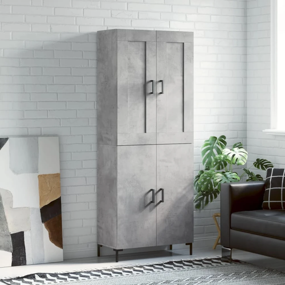 Komoda, betono pilkos spalvos, 69,5x34x180cm, apdirbta mediena