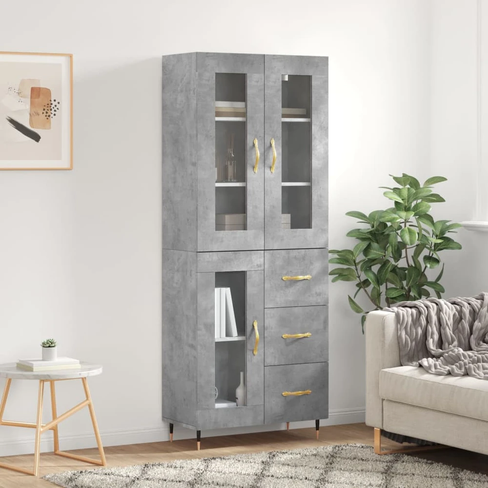 Komoda, betono pilkos spalvos, 69,5x34x180cm, apdirbta mediena