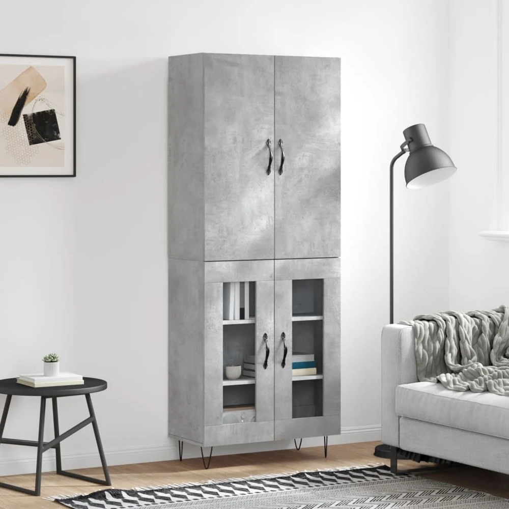 Komoda, betono pilkos spalvos, 69,5x34x180cm, apdirbta mediena